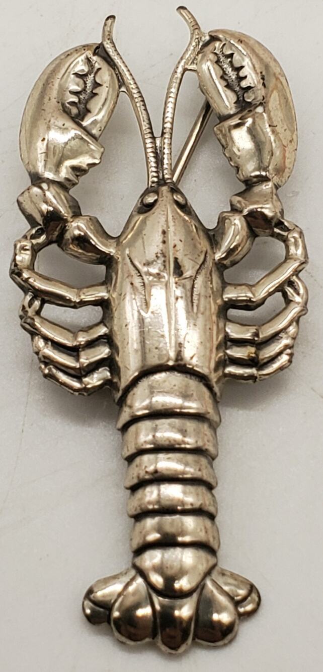 Beau Sterling Silver Vintage 2 Inch Lobster/Crawfish Brooch Pin